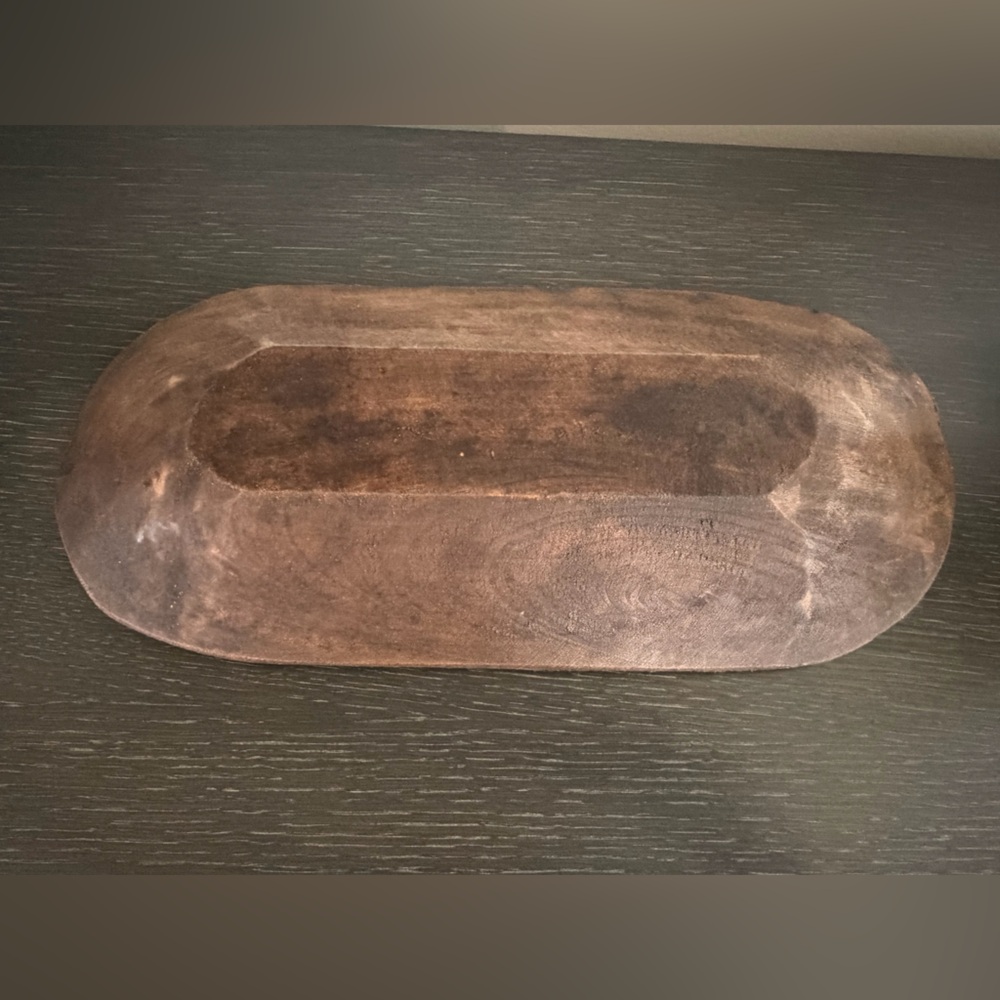 Rustic Brown Wooden Dough Bowl - Picture 5 of 6